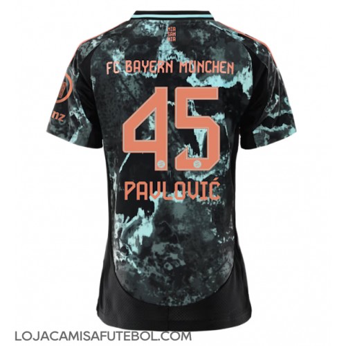 Camisa de Futebol Bayern Munich Aleksandar Pavlovic #45 Equipamento Secundário Mulheres 2024-25 Manga Curta